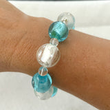 turquoise and white glass bracelet