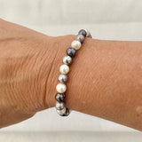 steel grey dark grey white freshwater pearl bracelet