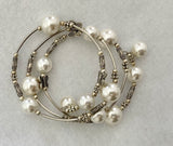 Bracelets Pearls on Silver Wire with Butterflies, fits all wrist sizes, wrap around. Loved by Teenagers and ladies alike