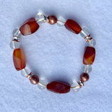 toffee rectangular glass faceted beads clear crystal glass and bronze freshwater pearl bracelet