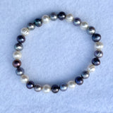 steel grey dark grey white pearl bracelet freshwater