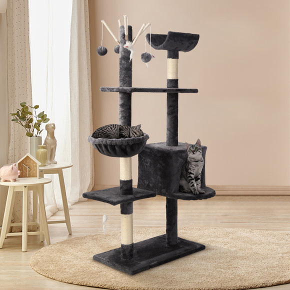 pet cat tree scratching post tower wood play cats