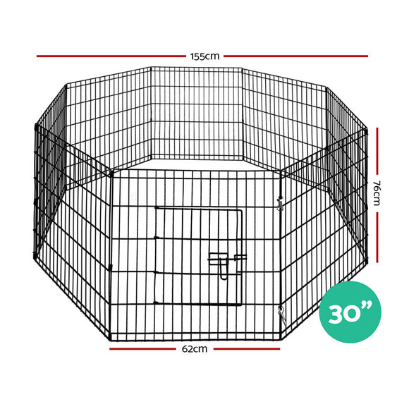 155cm wide 76cm high, each panel 62cm long dog fence cage