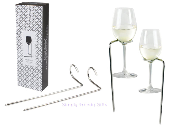 Steady Sticks Wine Glass Holders for Picnic BBQ Beach Sand Waves Fun Holds Champagne Red Wine