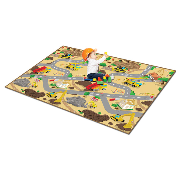 construction floor play mat game for kids roads bulldozers