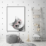 Wall Art 70cmx100cm Cat With Glasses Black Frame Canvas