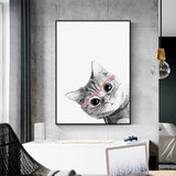 Wall Art 80cmx120cm Cat With Glasses Black Frame Canvas
