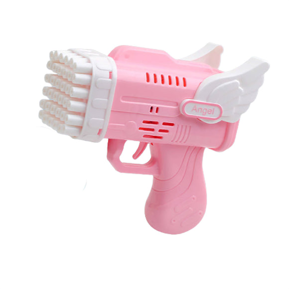 Bubblerainbow 42 Hole Angel Wing Automatic Bubble Blowing Lovely Bubble Gun Launcher Toy Pink