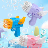 Bubblerainbow 42 Hole Angel Wing Automatic Bubble Blowing Bubble Gun Launcher Toy Yellow