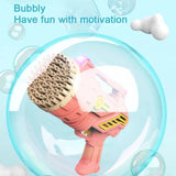 Bubblerainbow 69-Hole Bubble Gun Hand-Held Automatic Bubble Machine Luminous Kids Toy Blue