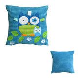 Blue Owl Embroidered Applique Square Cushion