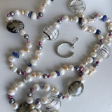 white smokey grey pearl necklace twist with clasp freshwater